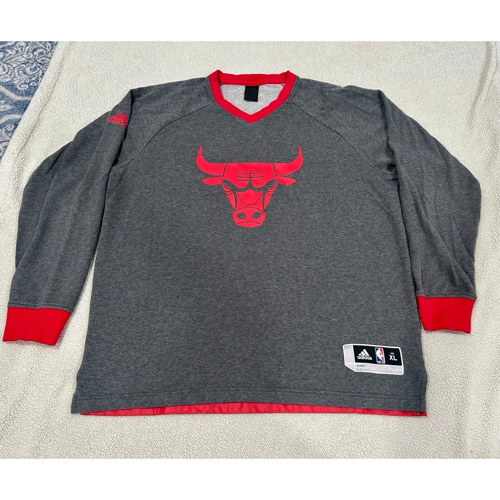 NBA‎ Chicago Bulls Faux Leather Trim Logo Sweatshirt Sz XL